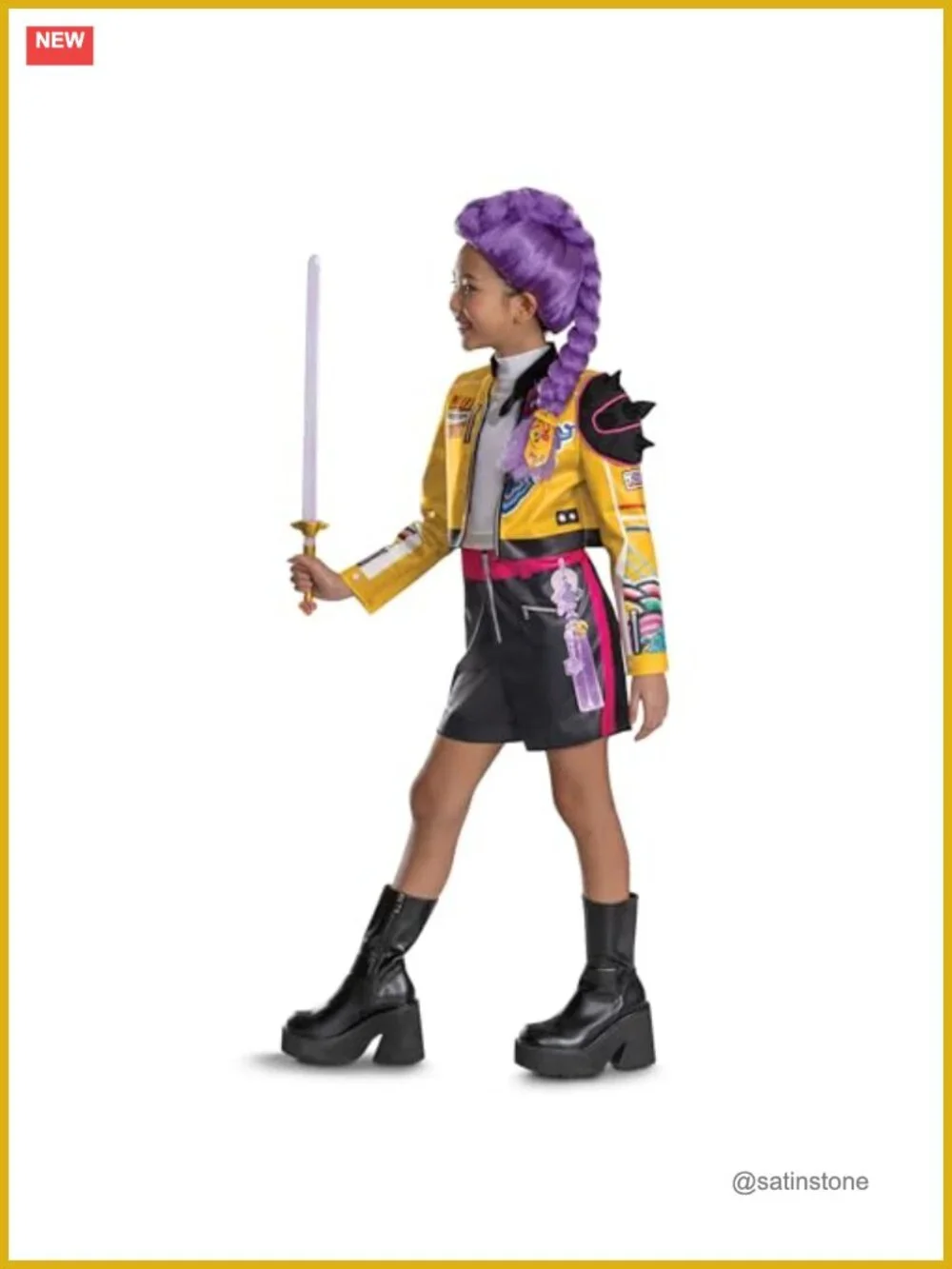 Child K-Pop Demon Hunters Rumi Wig with Detachable Ribbon